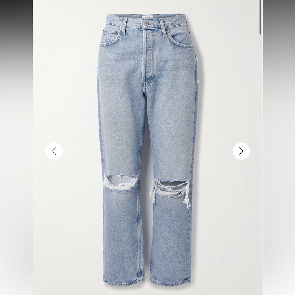 Agolde 90’s distressed mid-rise straight leg jeans
